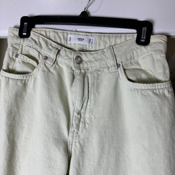 MANGO Pale Lemon Yellow Wide Leg Denim Jeans Size 4 - Picture 4 of 8